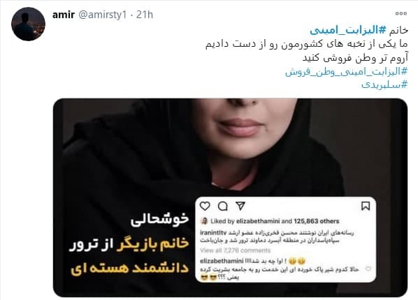 خانم #الیزابت_امینی، لطفا آروم تر وطن فروشی کنید