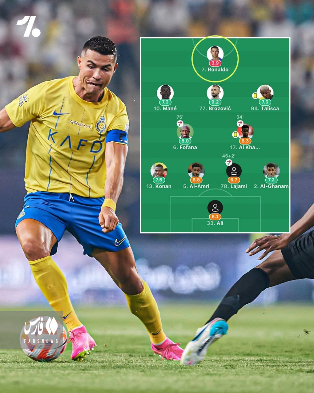 عکس| نمره عجیب رونالدو در بازی النصر؛ Cr7 ضعیفترین بازیکن تیمش شد!